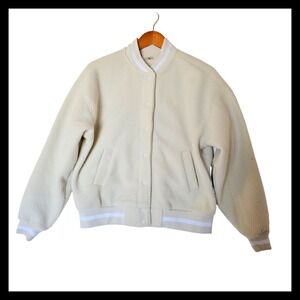 Altar'd State AS Revival Off White First String Sherpa Bomber Jacket S NWT Snap